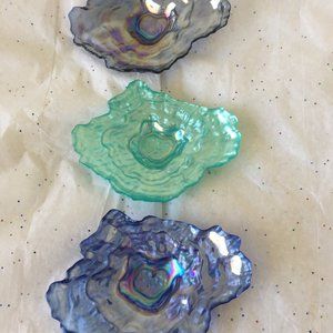 Irridescent colorful artistic glass dishes, 3